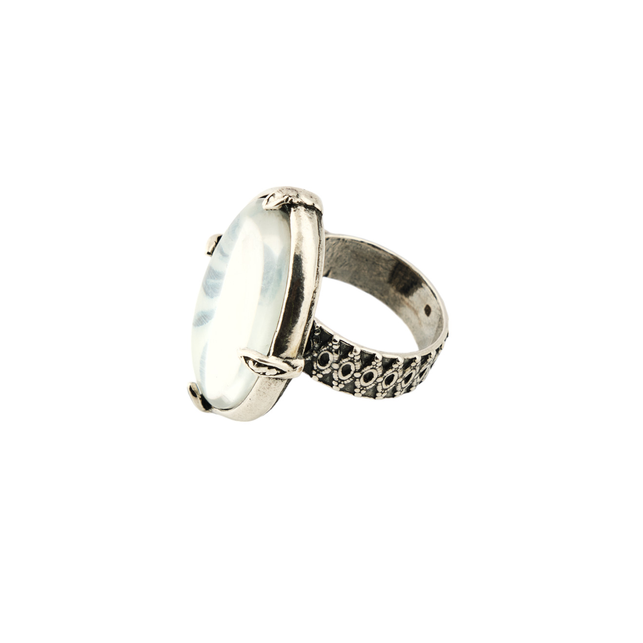 Gem Kingdom Кольцо из серебра и голубым цветочным узором gem kingdom черно белое кольцо из серебра с ручной росписью