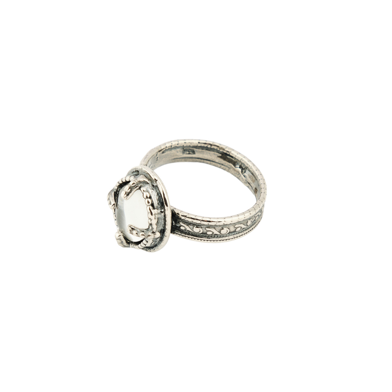 gem kingdom серебряное кольцо с вставкой из винтажного стекла Gem Kingdom Кольцо с черной хрустальной вставкой с крестом