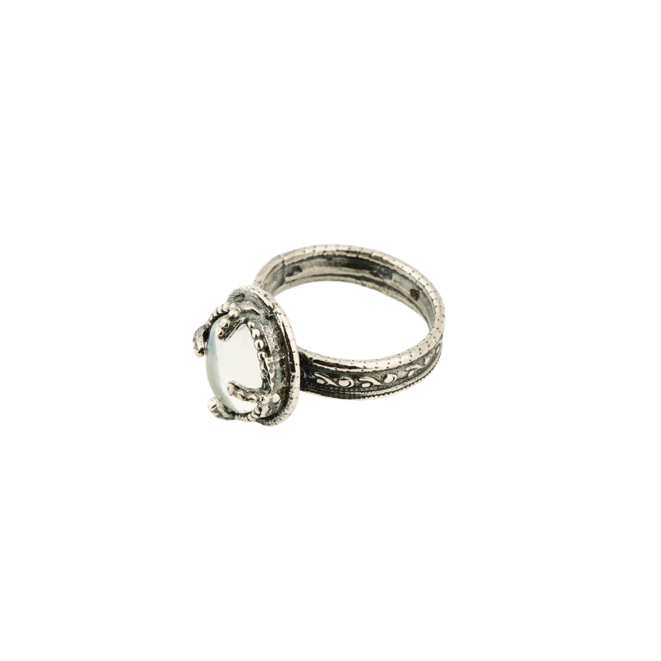 gem kingdom серебряное кольцо с вставкой из винтажного стекла Gem Kingdom Кольцо с голубой хрустальной вставкой с крестом