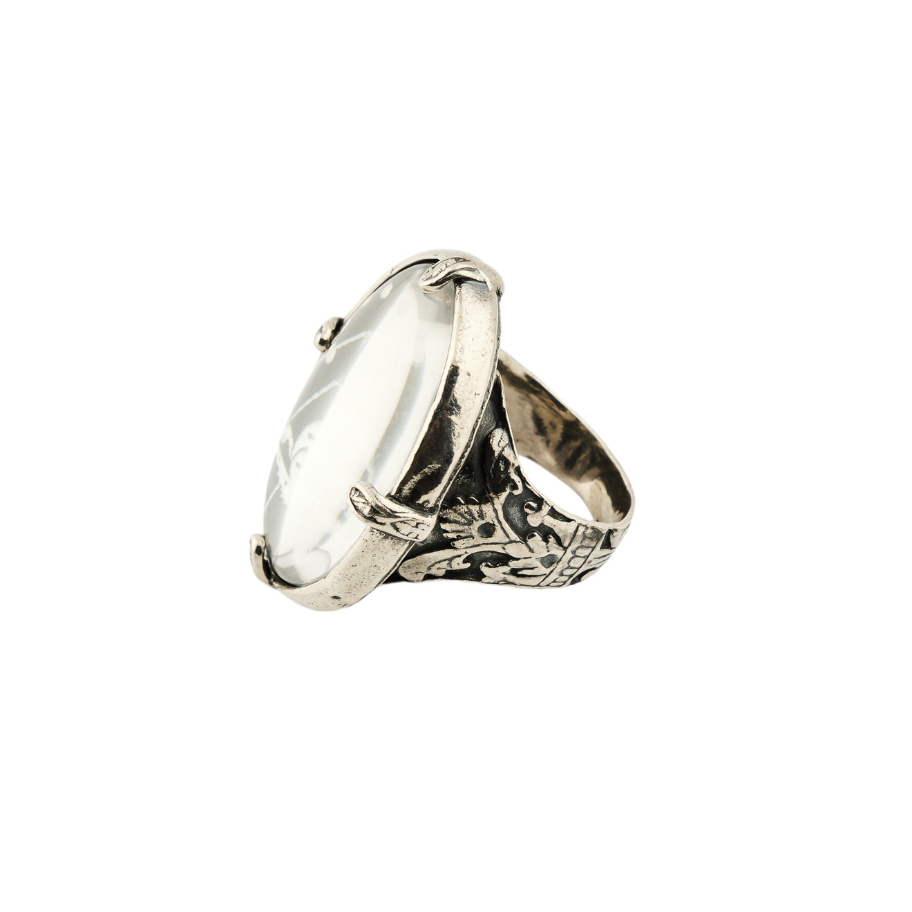 Gem Kingdom Черное кольцо с изображением зверя на цепи gem kingdom белый фарфоровый пупс little wizard на позолоченной цепи