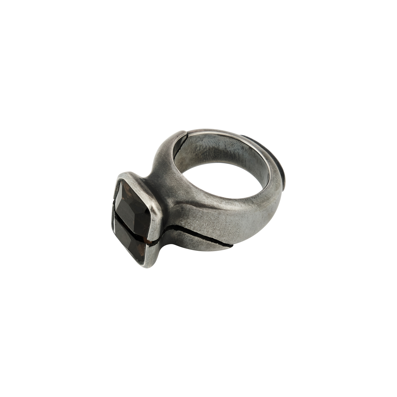 OSSA Кольцо с квадратным раухтопазом серебряное кольцо с натуральным раухтопазом коллекция дуэт покрытие желтое золото размер 22 5
