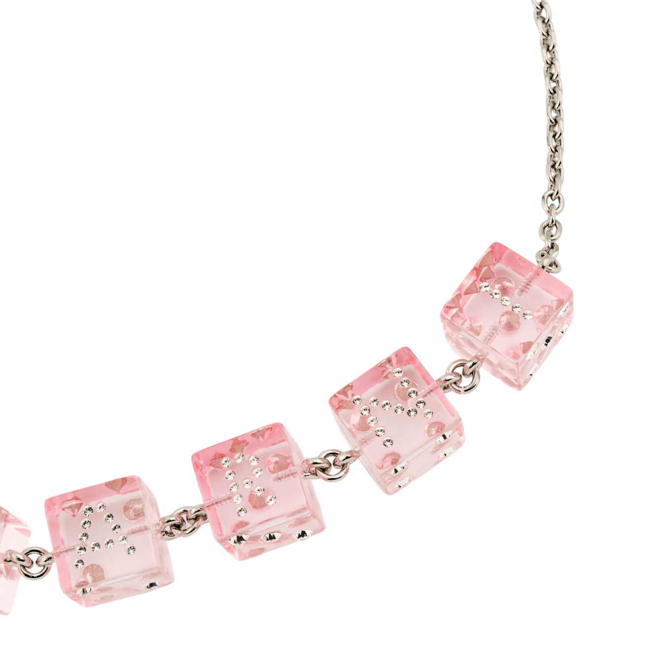 Marni Колье с розовыми кубиками и кристаллами marni браслет с розовыми объемными кубиками и кристаллами