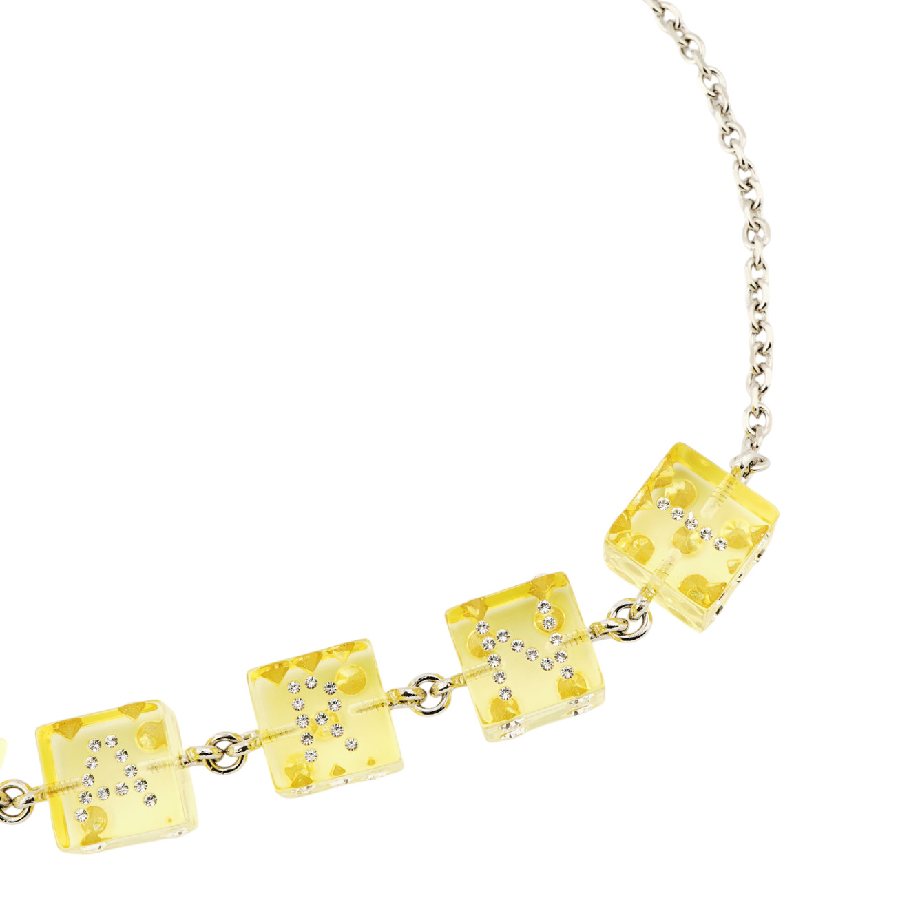 Marni Колье с желтыми кубиками и кристаллами marni браслет с желтыми объемными кубиками и кристаллами