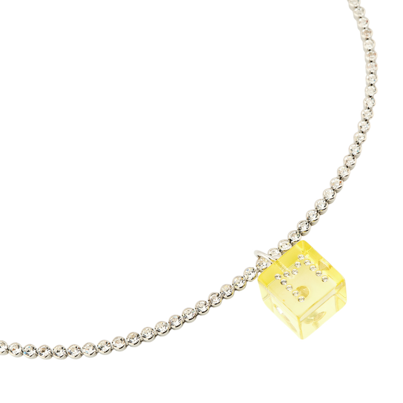 Marni Колье с желтым кубиком и кристаллами marni браслет с желтыми объемными кубиками и кристаллами
