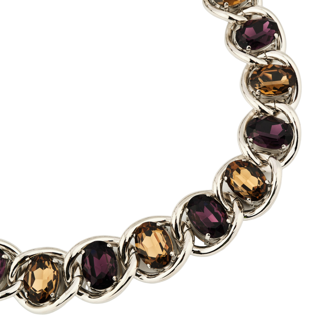 Marni Колье-цепь с желто-фиолетовыми кристаллами колье цепь с агатом серым коллекция minera fashion