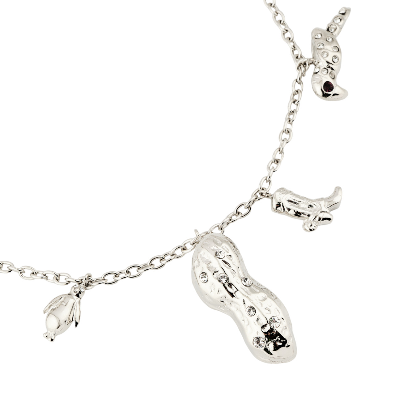 Marni Серебристое колье-цепь с различными подвесками aqua серебристое кольцо с подвесками сердечками