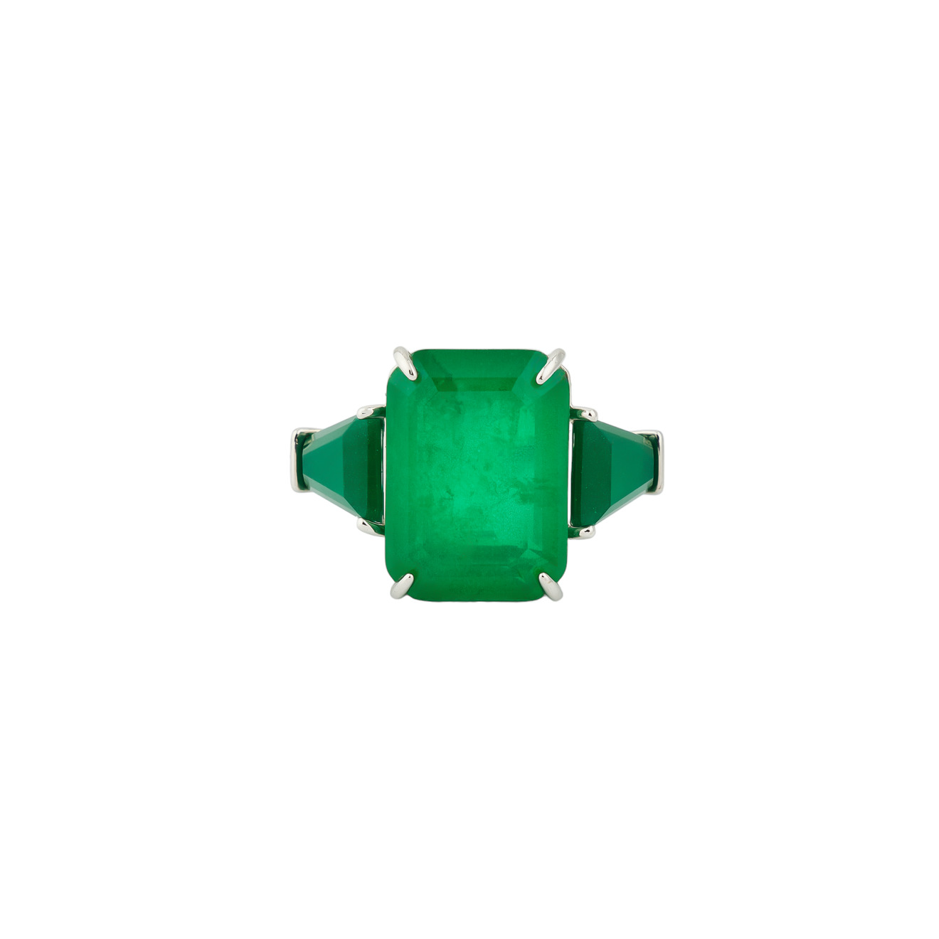 цена AMOVA Кольцо из серебра с зелеными кварцами
