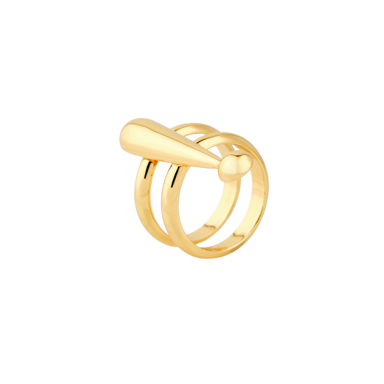 Moschino Двойное позолоченное кольцо с восклицательным знаком цена и фото