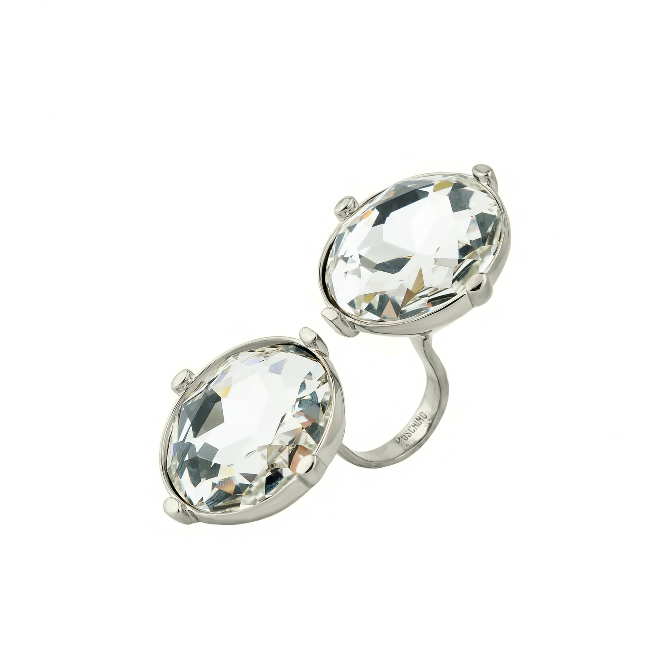 Moschino Кольцо с двумя овальными кристалалми