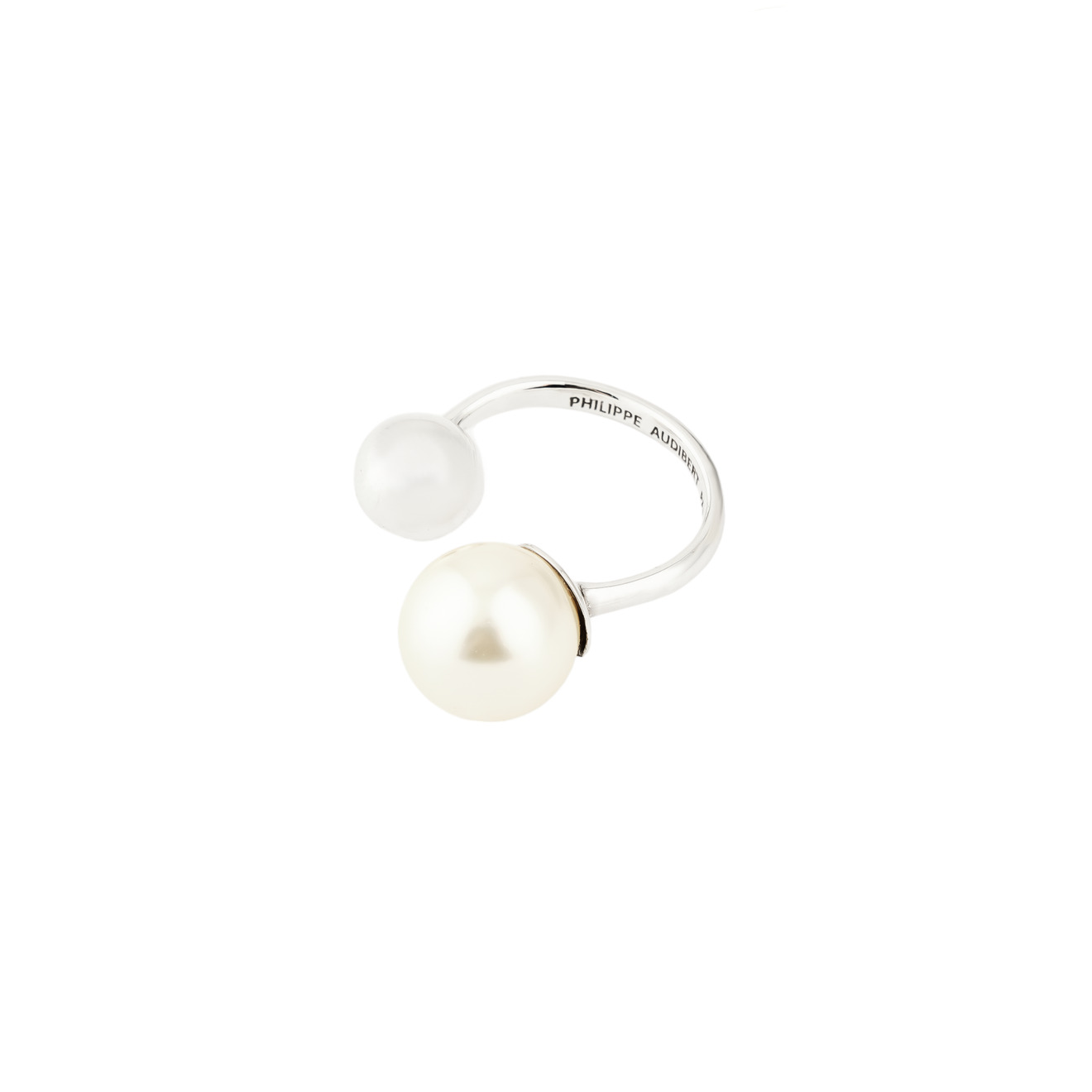 Philippe Audibert Кольцо Dina L glass pearl с серебряным покрытием philippe audibert колье pia pearl с серебряным покрытием с жемчугом
