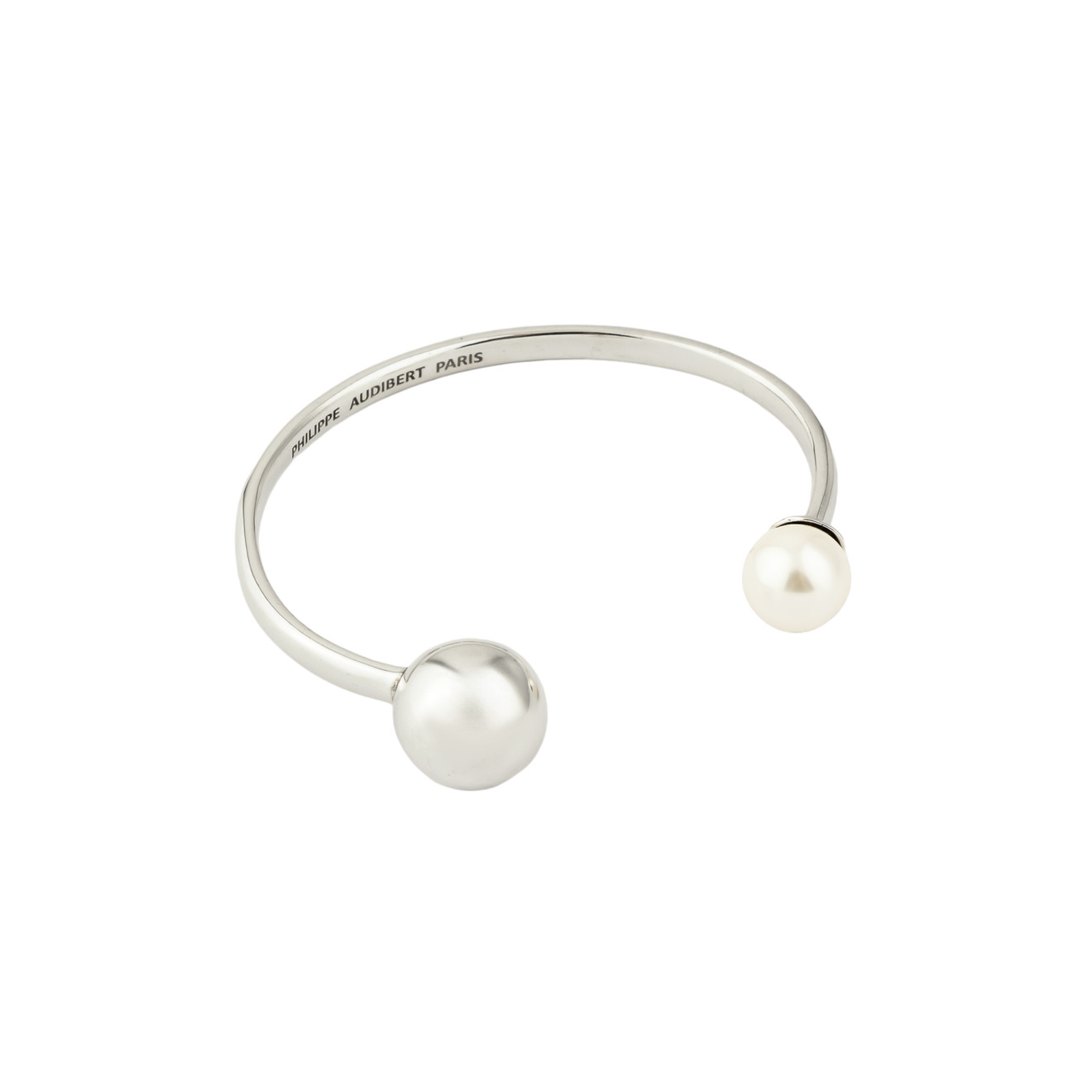 Philippe Audibert Жесткий браслет Dina glass pearl с серебряным покрытием классический браслет pearl opaline