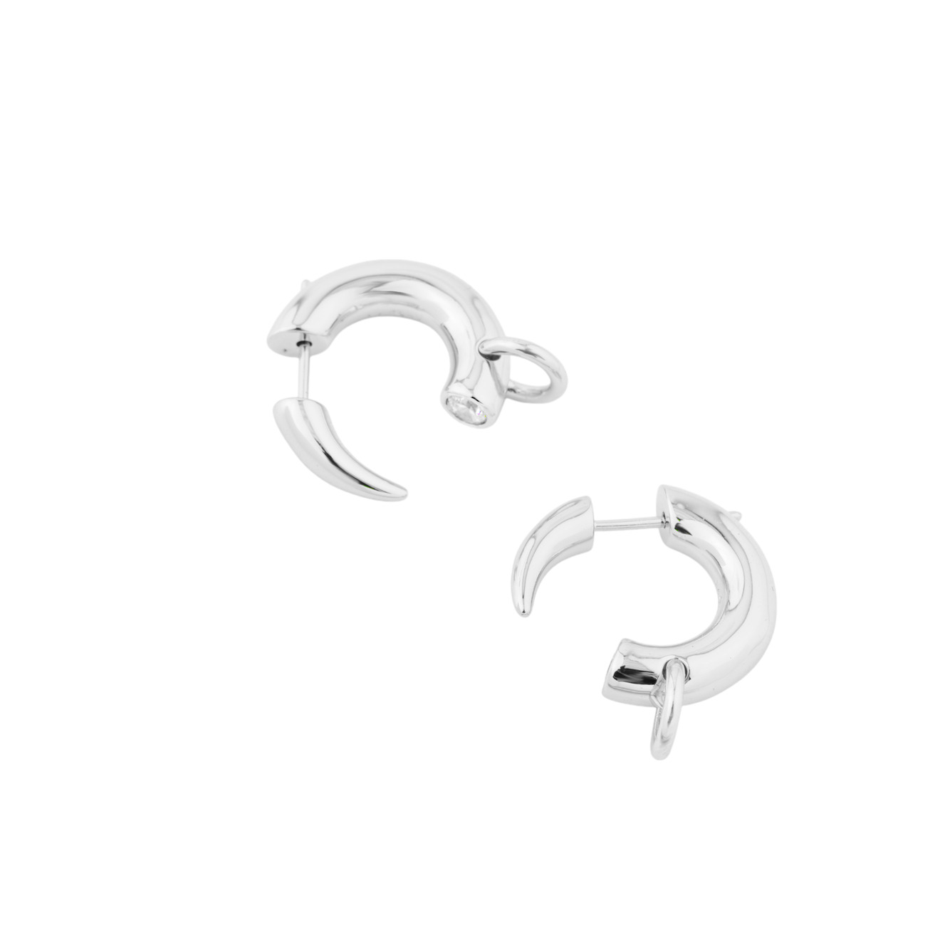 ESHVI Серебристые серьги-кольца с стеклянной вставкой цена и фото