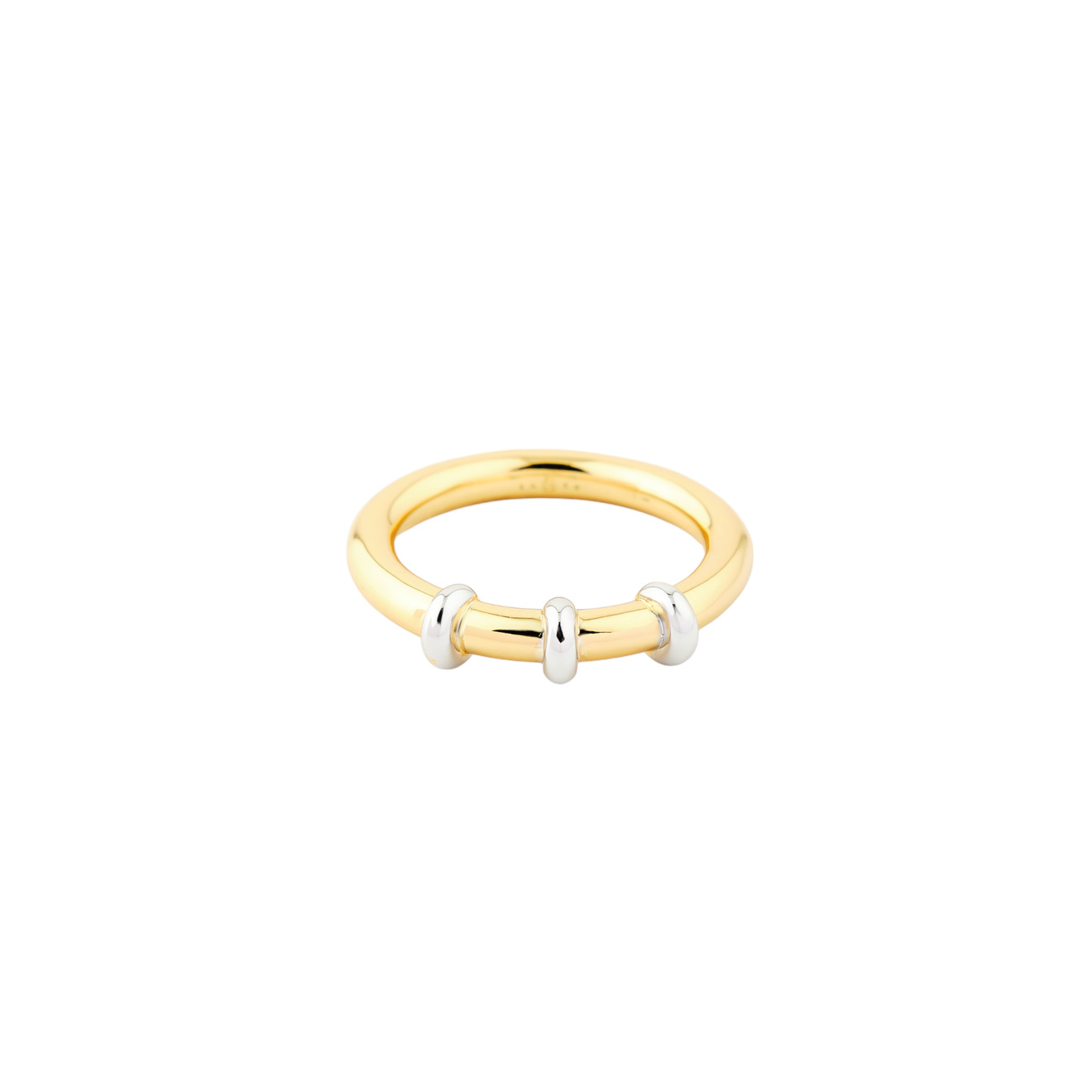 ESHVI Золотистое кольцо с серебристыми колечками lisa smith золотистое кольцо с халцедоном в огранке овал
