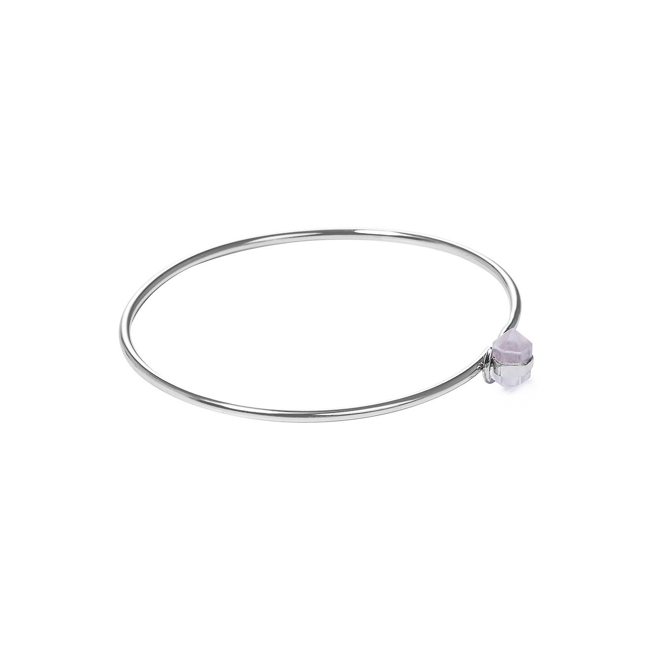 Silver bracelet with rose quartz