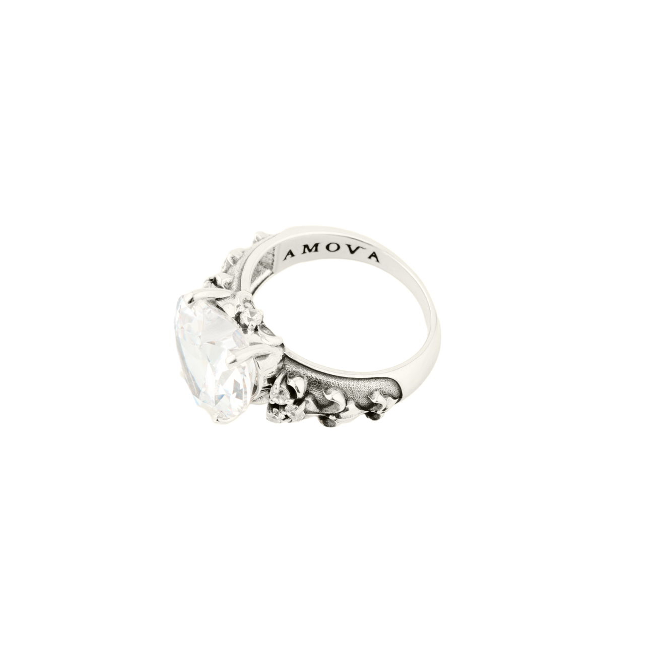 AMOVA Кольцо сердце с белыми фианитами amova кольцо с фабулитом имитация бриллианта
