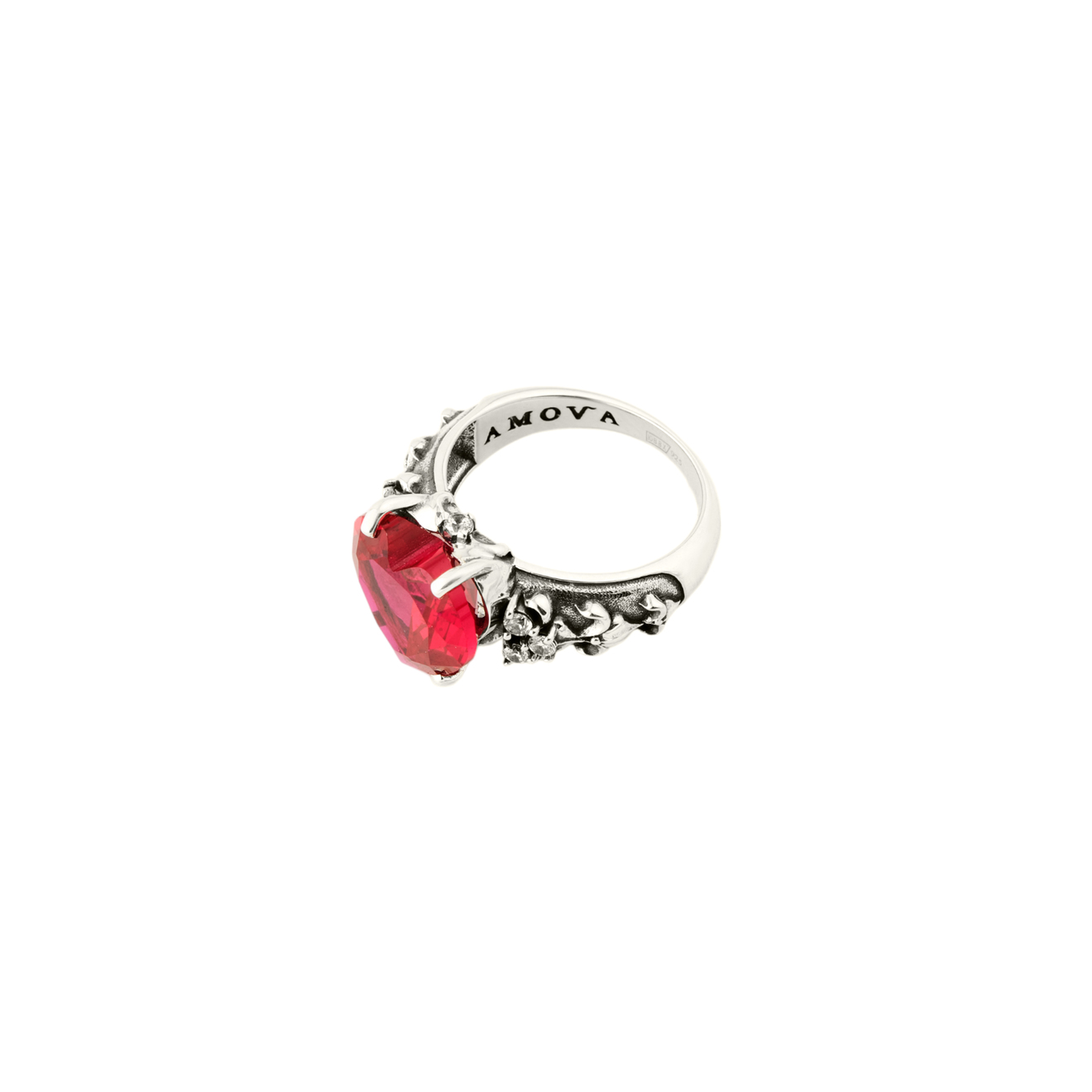 AMOVA Кольцо сердце с красным фианитом amova кольцо с фабулитом имитация бриллианта