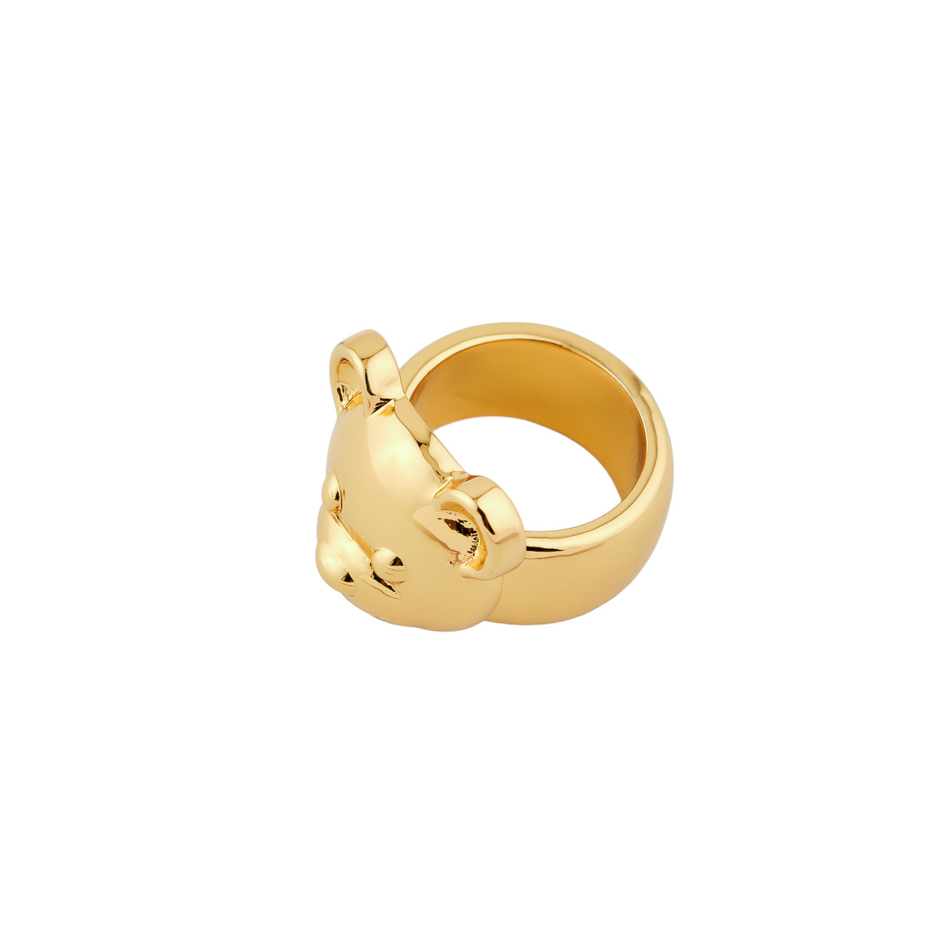 Moschino Позолоченное кольцо с медведем по центру