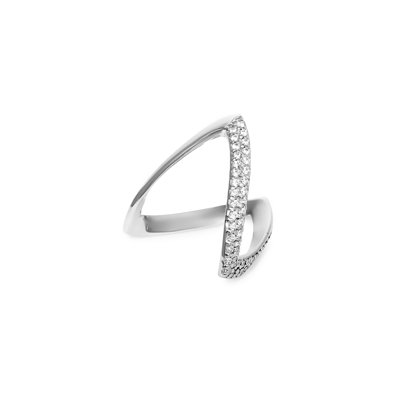 Серебряное кольцо V с фианитами