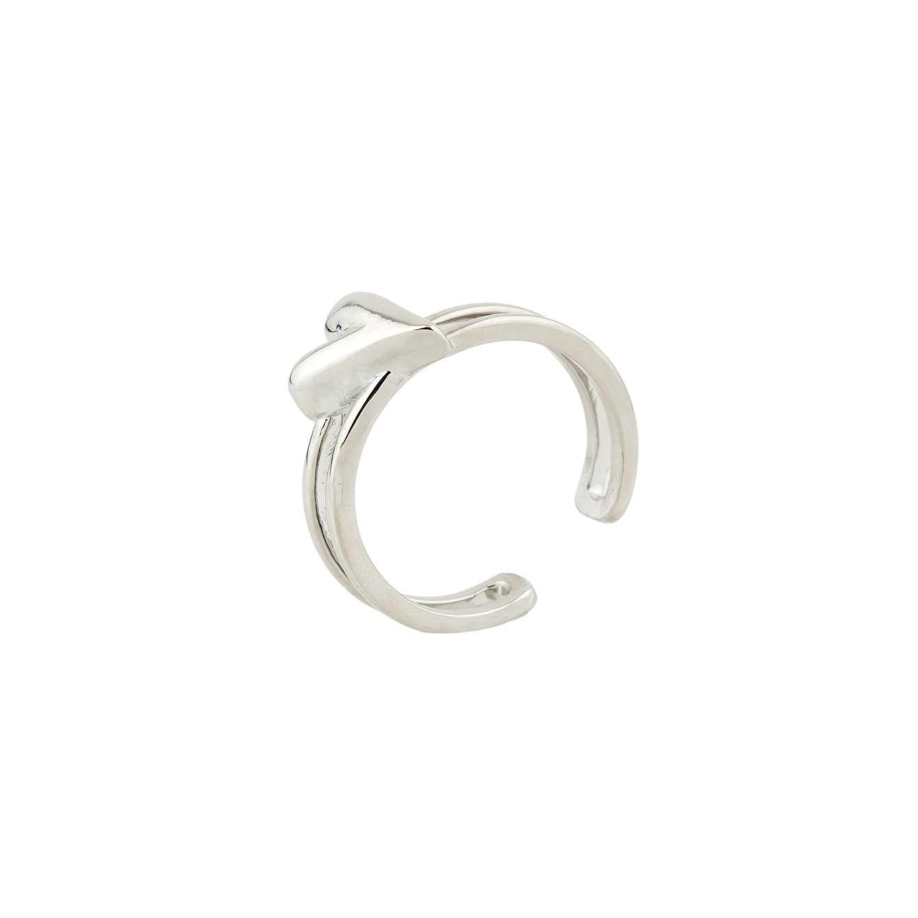 Free Form Jewelry Кольцо серебристое с наклоненным сердечком free form jewelry серебристое колье цепь с перламутром