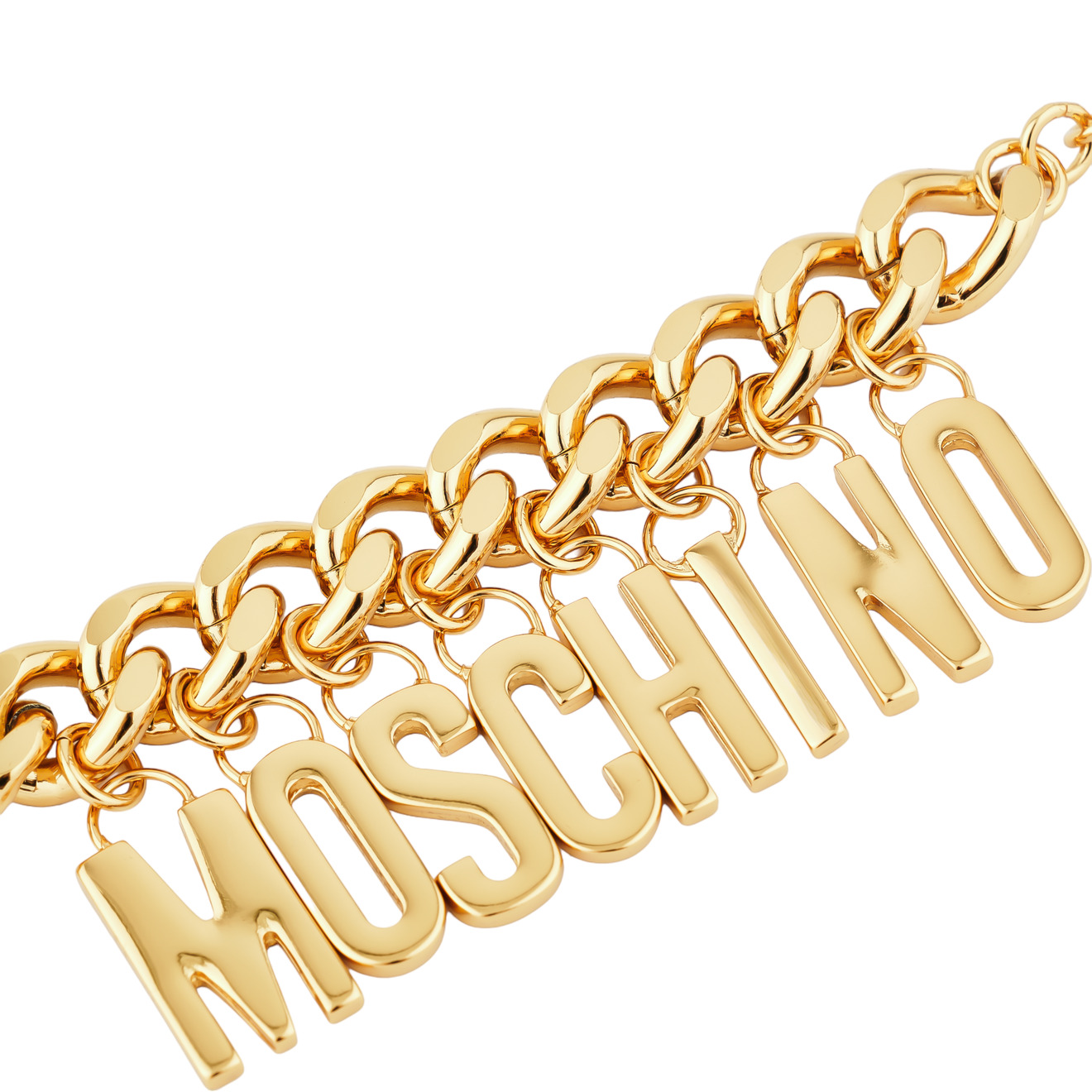Moschino Позолоченный браслет-цепь с глянцевыми буквами бренда prosto jewlry позолоченный объёмный браслет цепь из серебра с круглыми звеньями