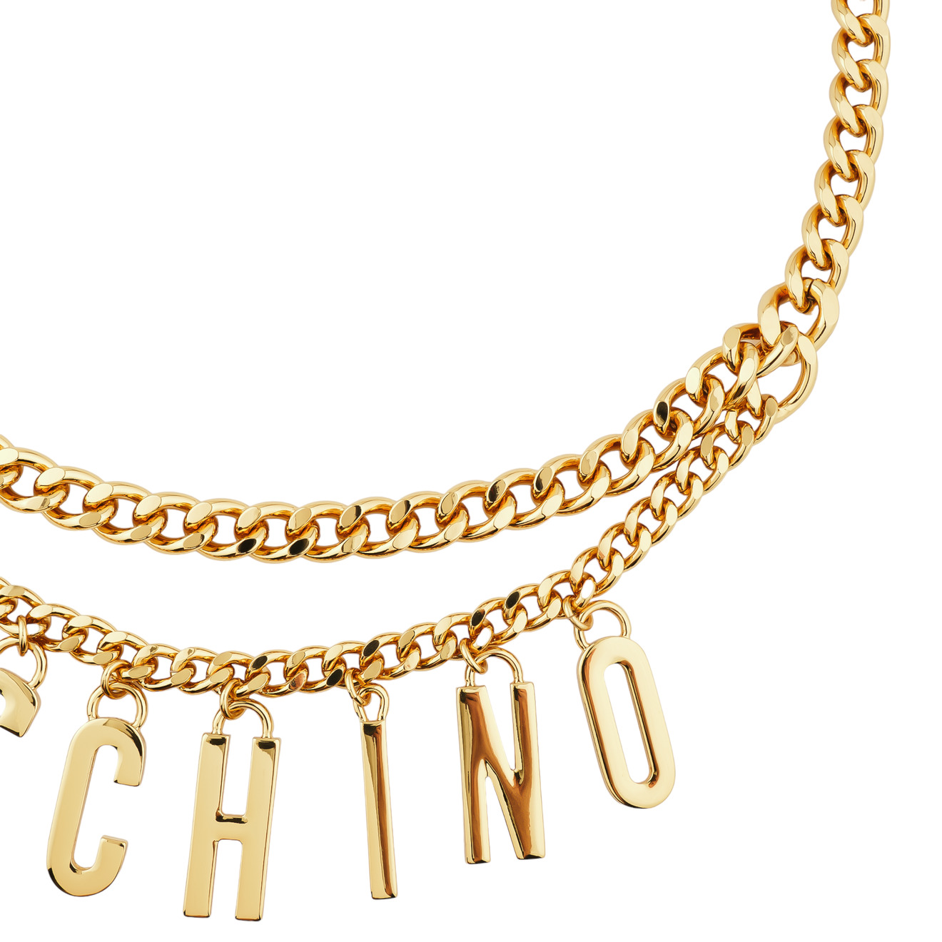 цена Moschino Позолоченный ремень-цепь с буквами бренда