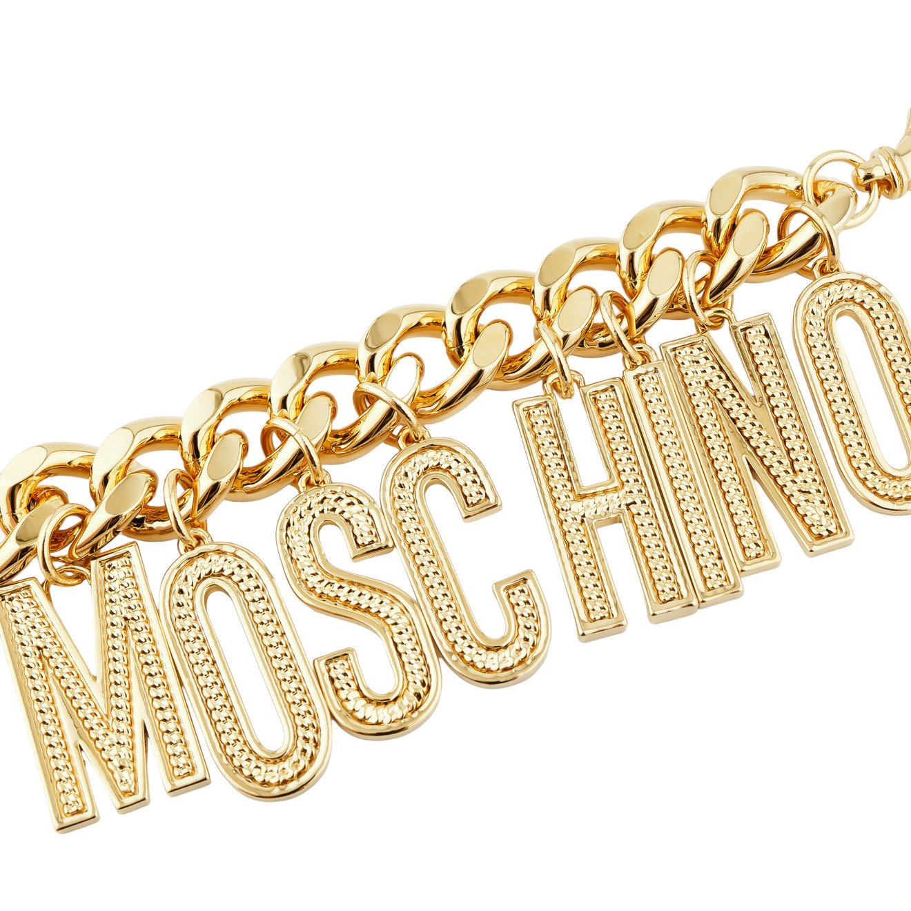 цена Moschino Позолоченный браслет-цепь с рельефными буквами бренда