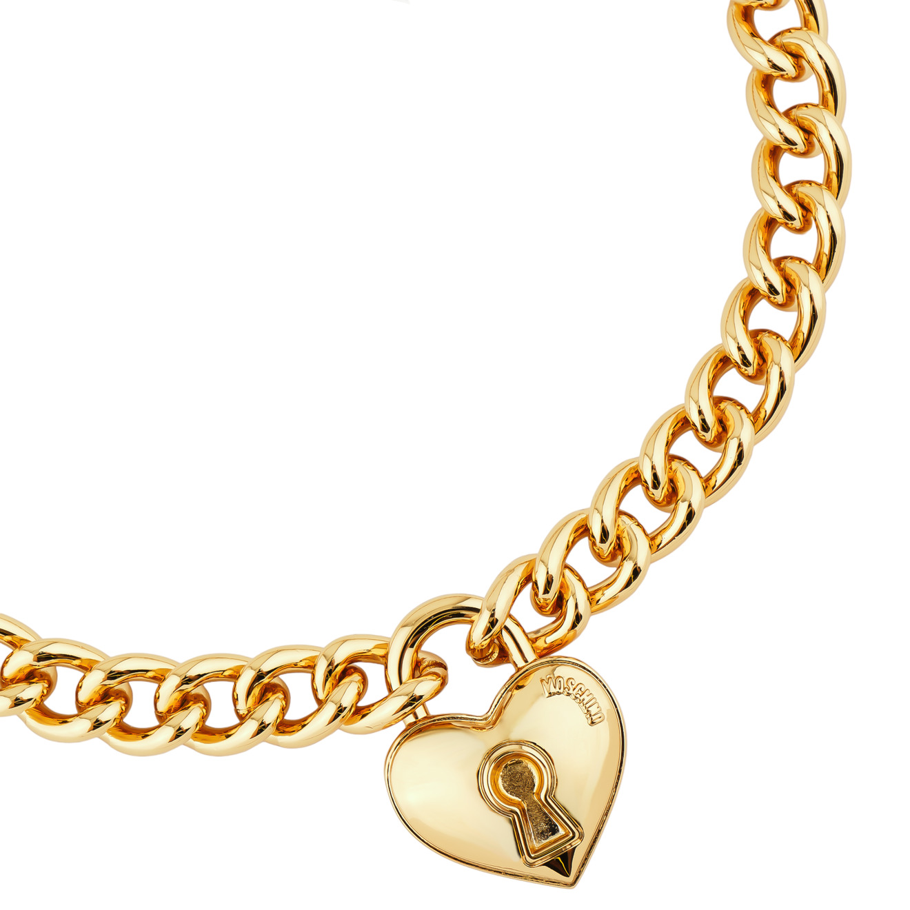 Moschino Колье цепь с подвеской в виде замка-сердца цепь колье ожерелье с подвеской в виде буквы b из нержавеющей стали золото