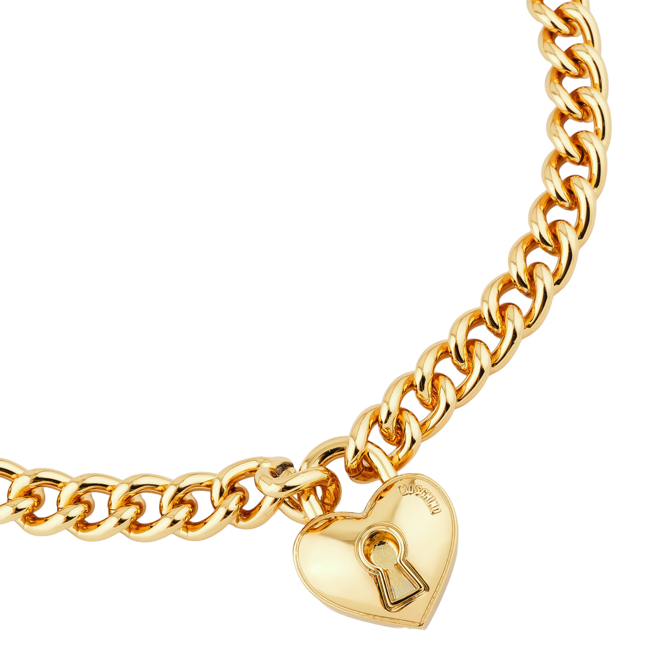 Moschino Длинное колье цепь с подвеской в виде замка-сердца aqua длинное золотистое колье с крупной подвеской сердце