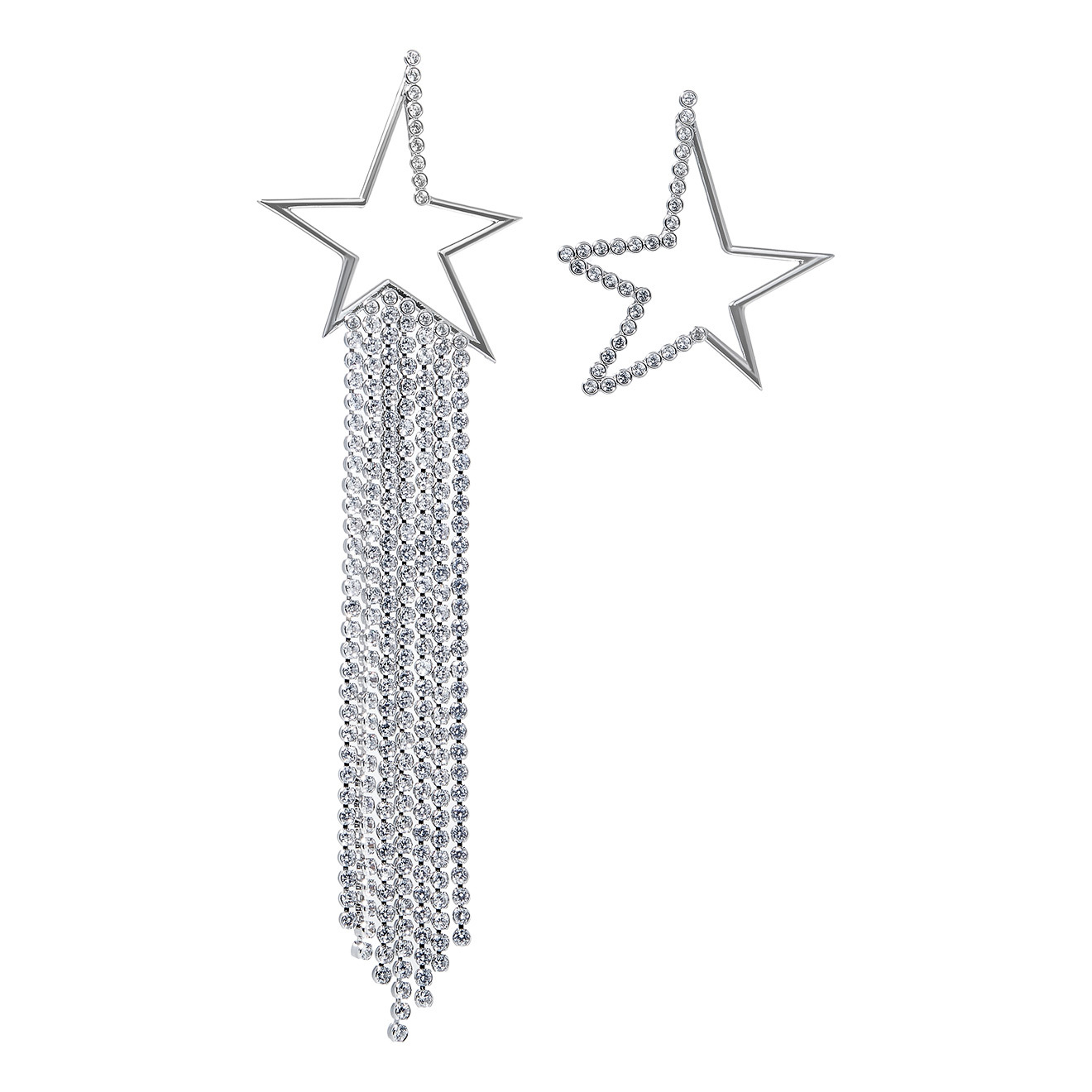 Herald Percy Асимметричные серьги звезды с каскадом из кристаллов