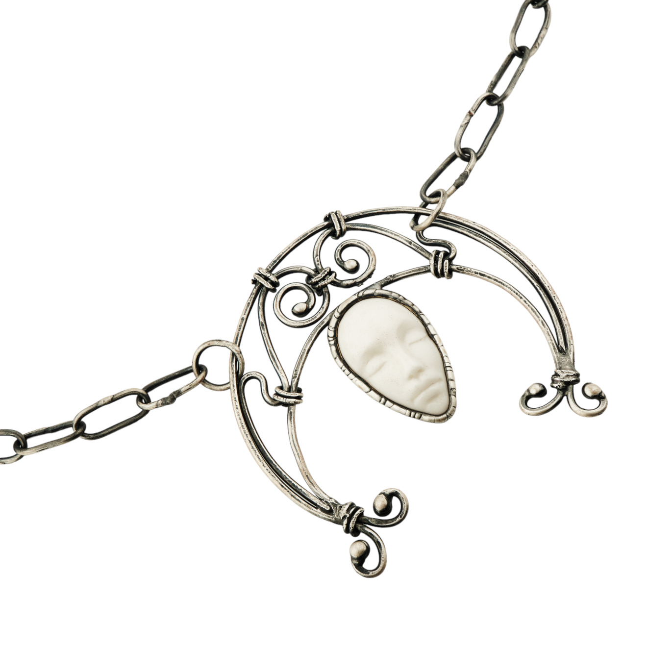 Svarog Sky Колье-цепь с серебряным покрытием с полумесяцем и лицом mya bay матовое колье цепь с серебряным покрытием
