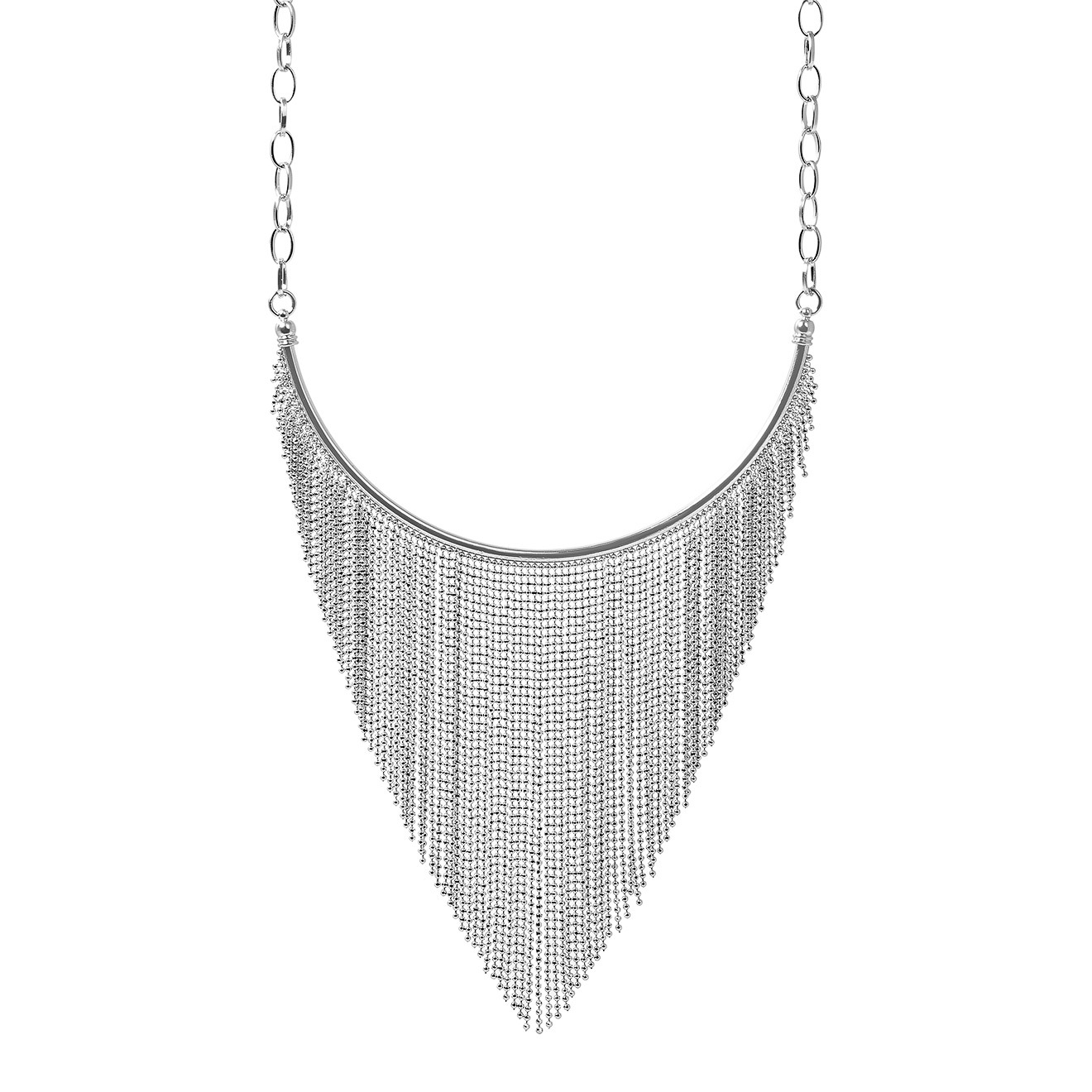 Necklace with a cascade of metal threads