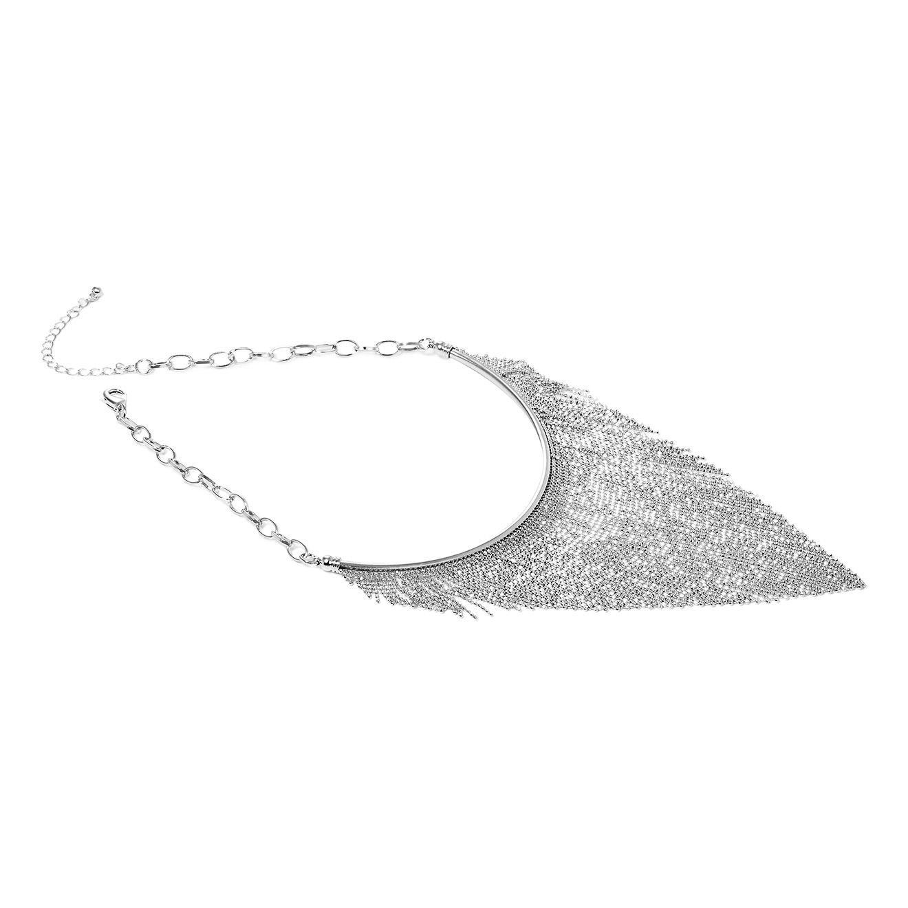 Necklace with a cascade of metal threads