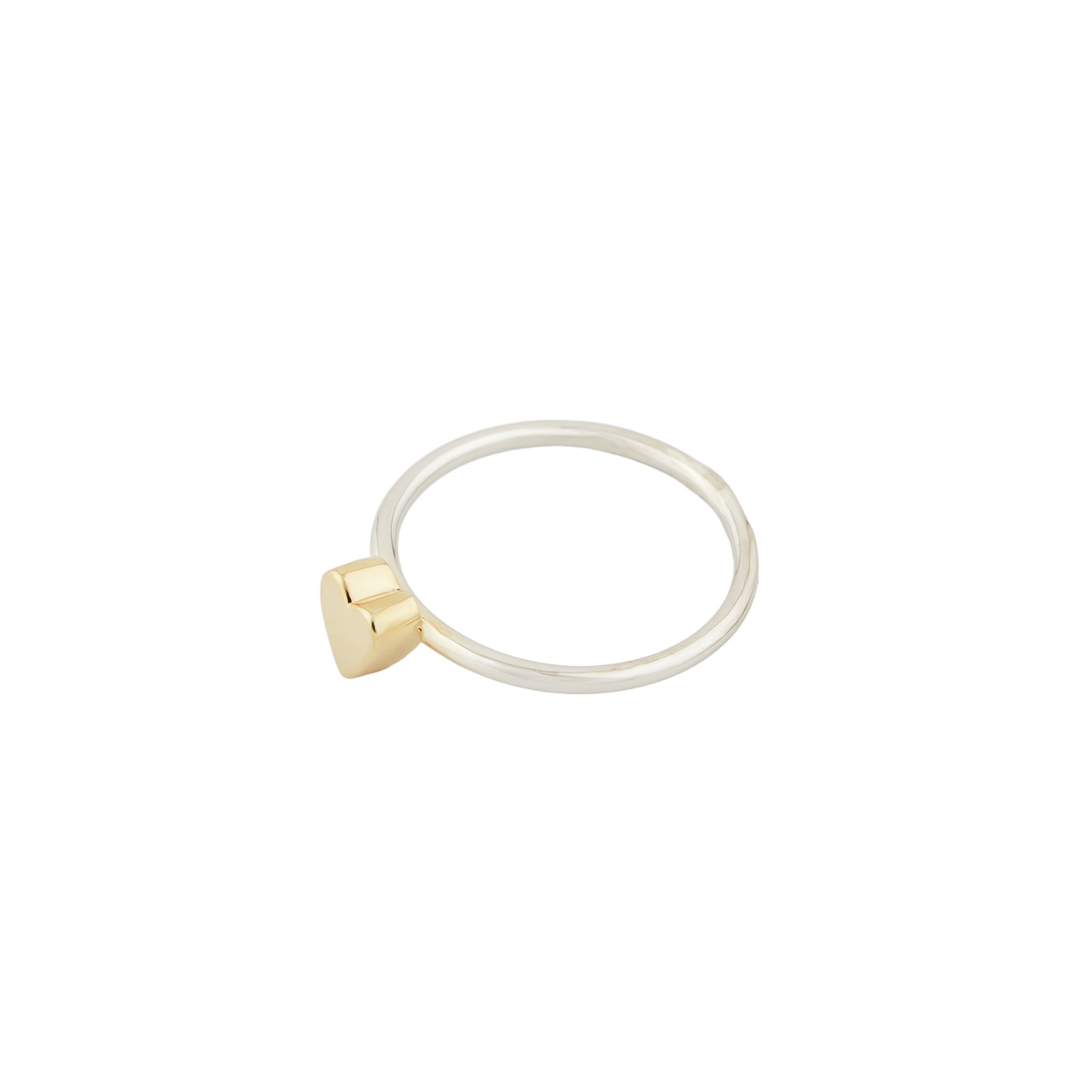 УРА jewelry Биколорное кольцо из серебра с позолоченным сердцем voire чокер из бирюзы с позолоченным карабином