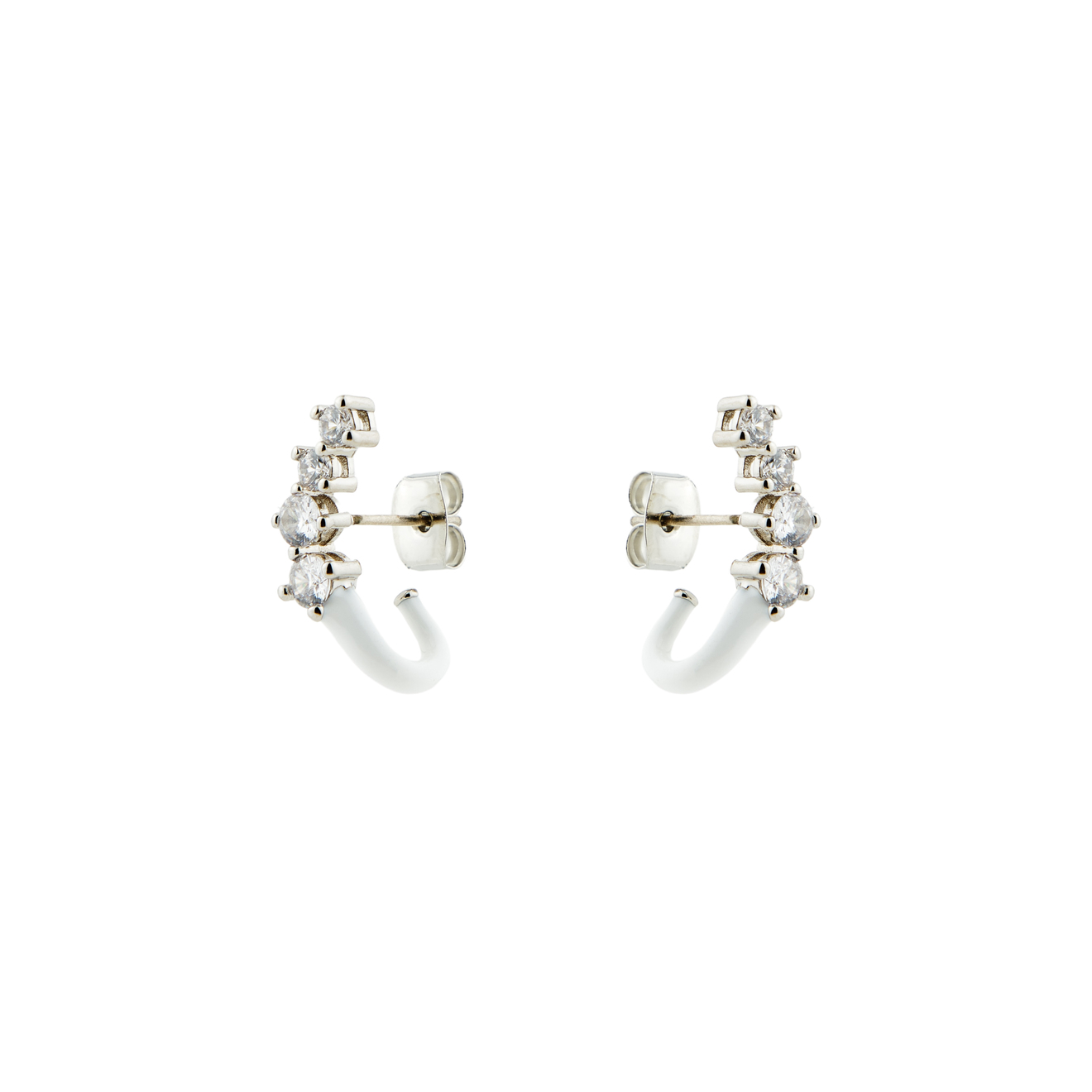 Free Form Jewelry Серебристо-белые серьги с крючком и кристаллами