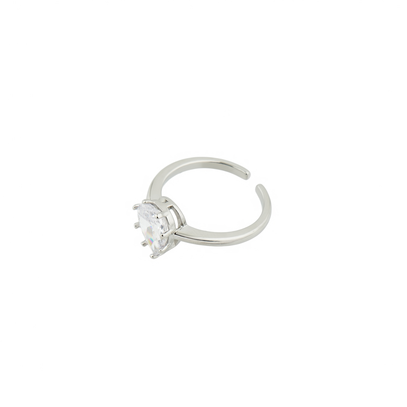 Free Form Jewelry Серебристое кольцо с кристаллом в форме груши