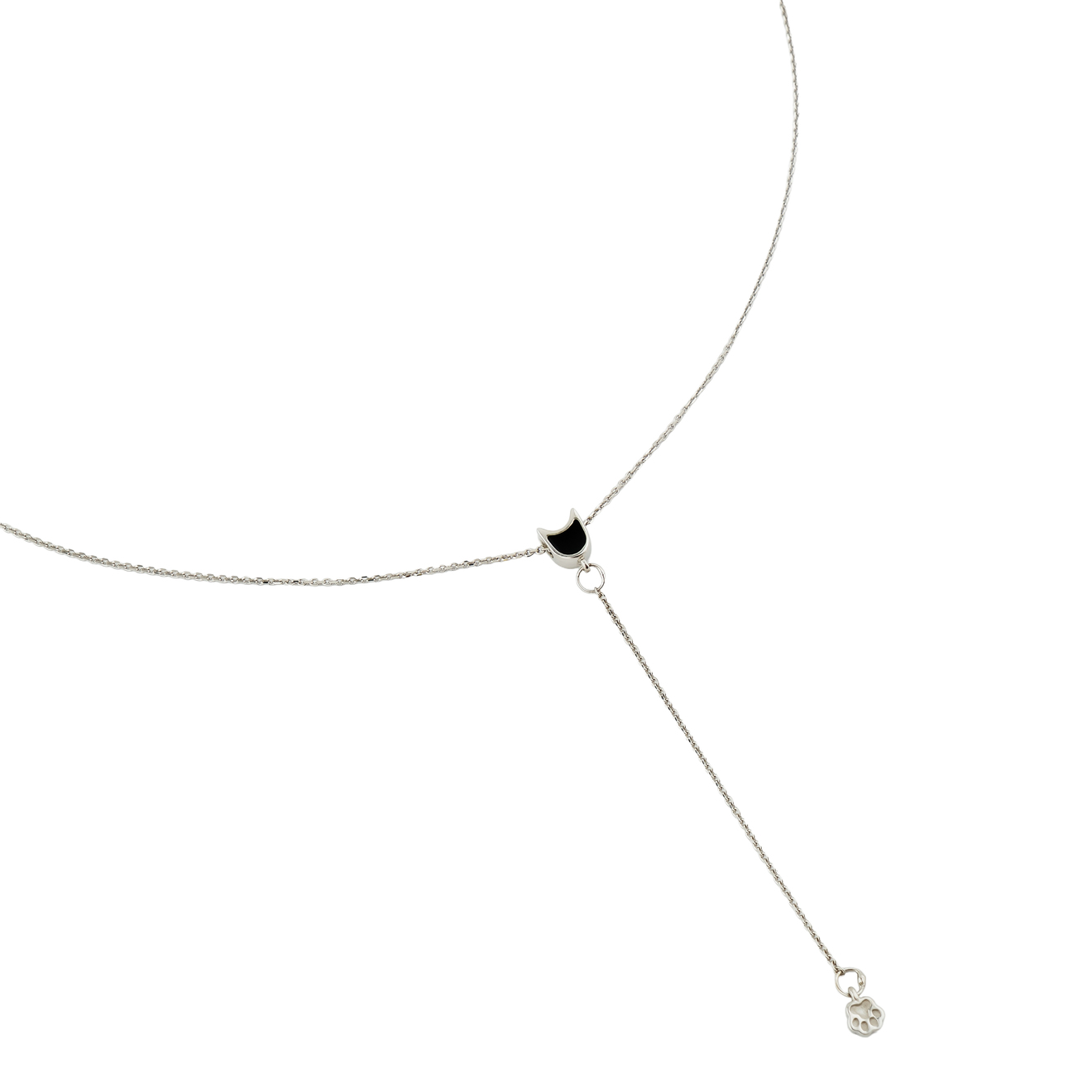 УРА jewelry подвеска-галстук из серебра с черным котенком