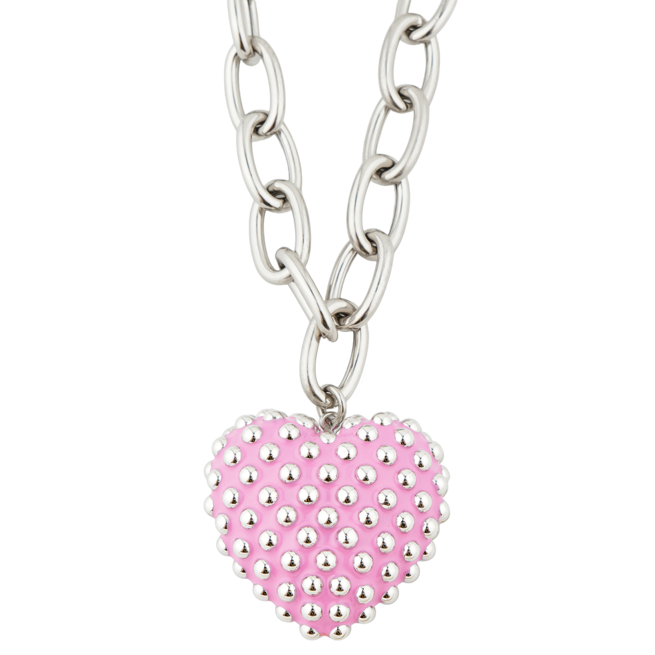 цена Dan Les Rues Колье-цепь с розовым сердцем BUBBLE HEART Pink