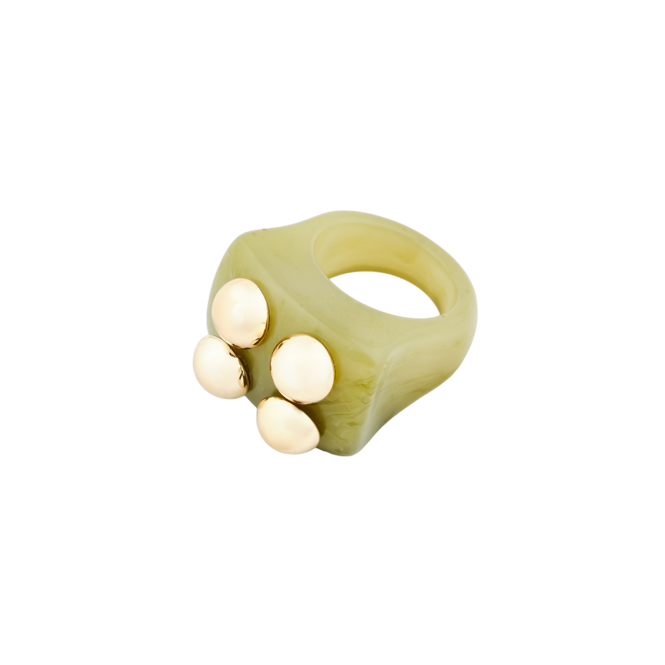 Aqua Зеленое объемное кольцо с металлическими шариками