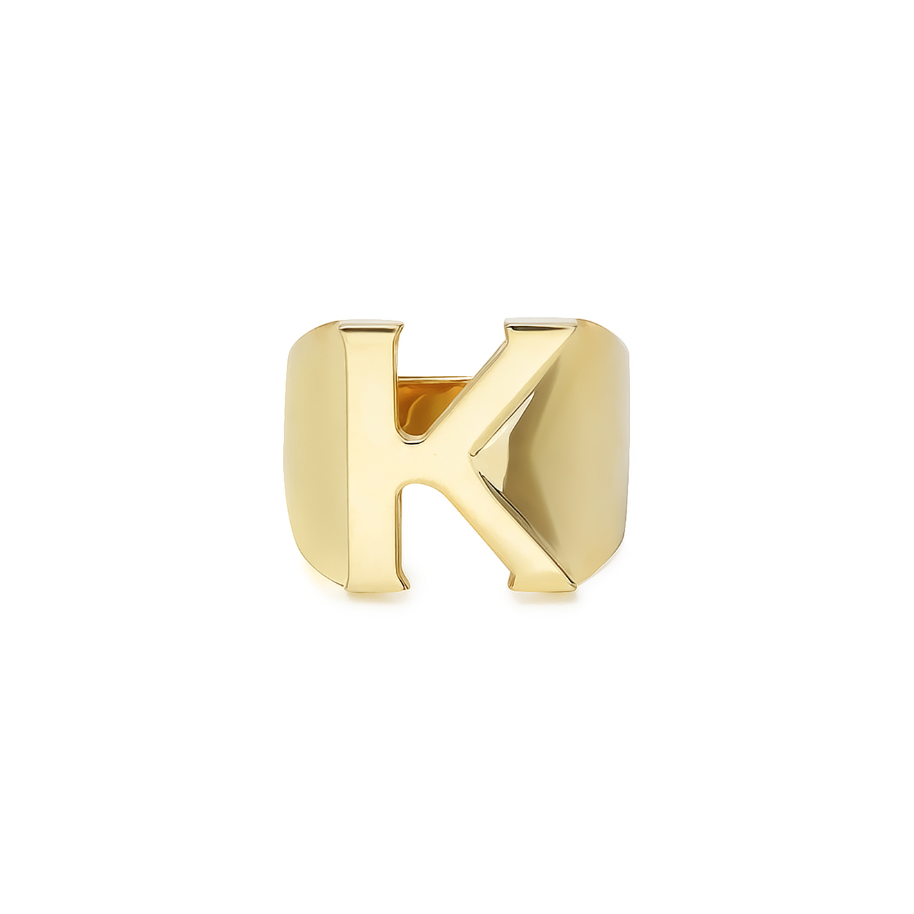 Позолоченное кольцо с буквой K