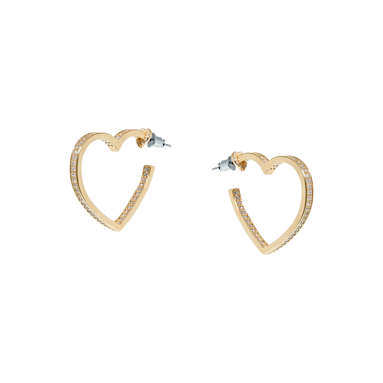 heart earrings with crystals
