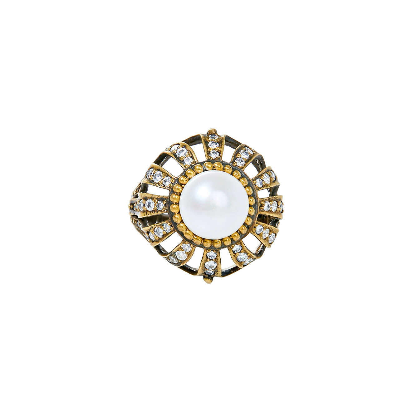 Fiore di Firenze Позолоченное кольцо «Султан» с жемчугом