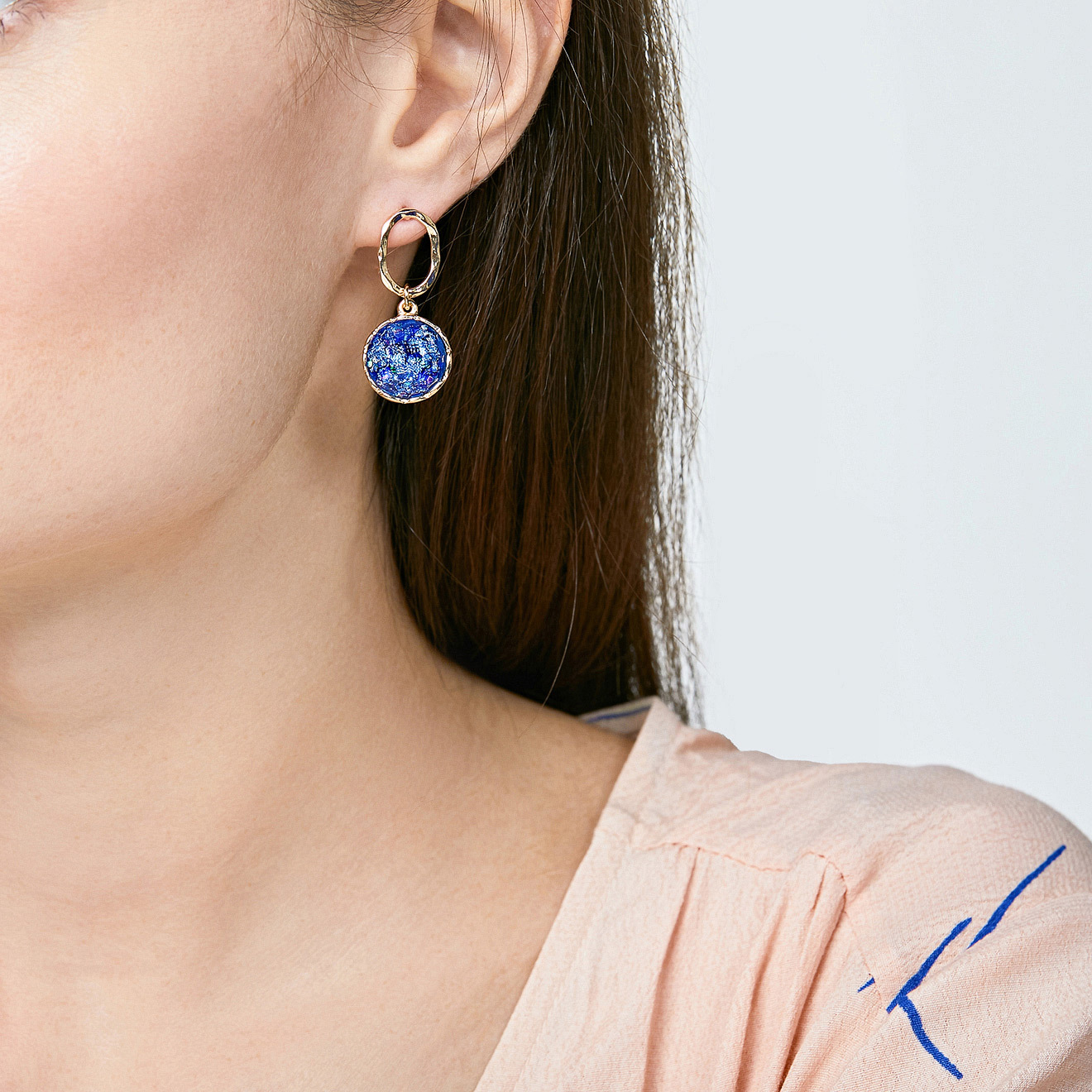 earrings with blue druze