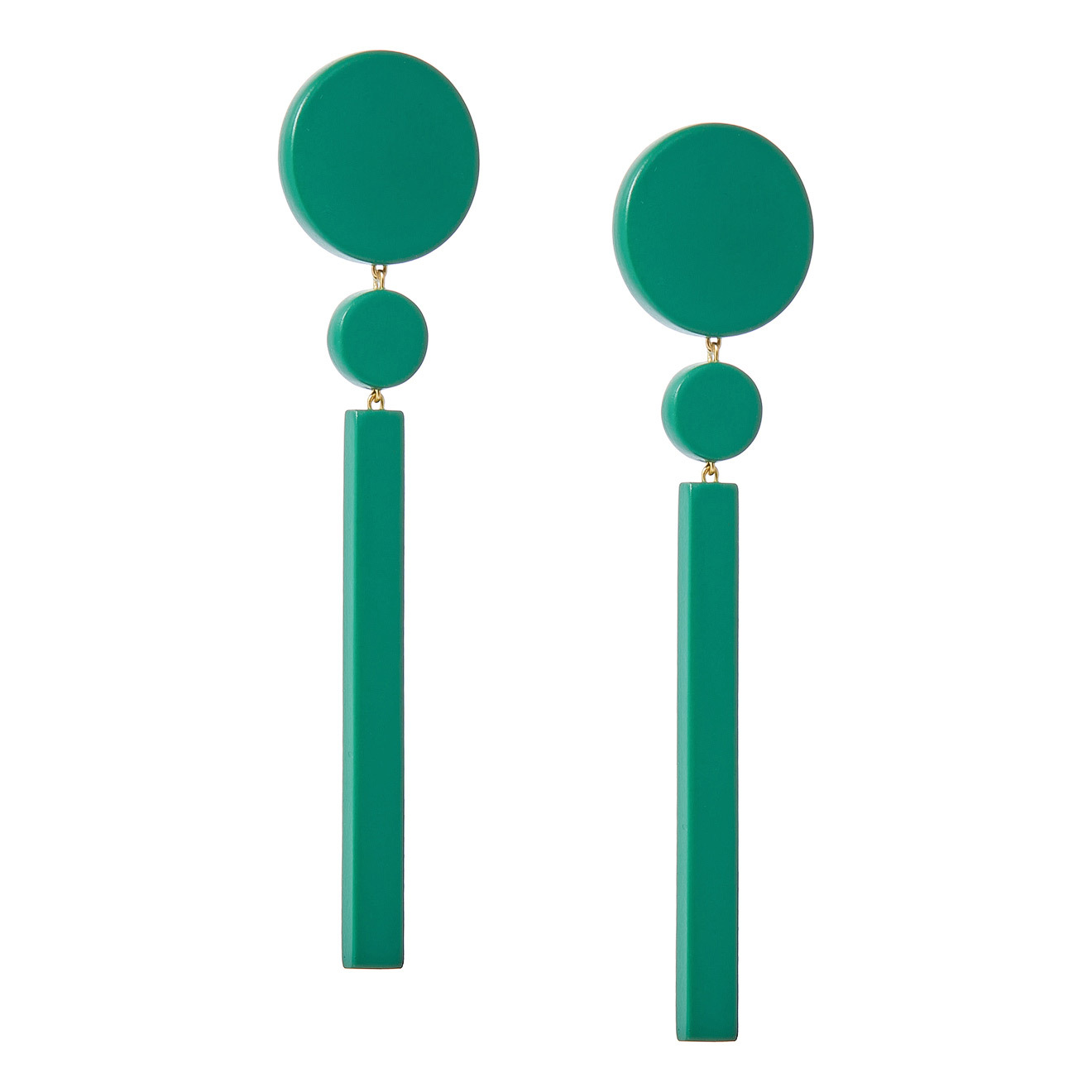 Green Wooden Earrings with Wand Pendants