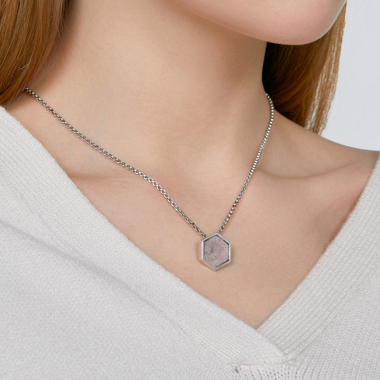 necklace with pink stone