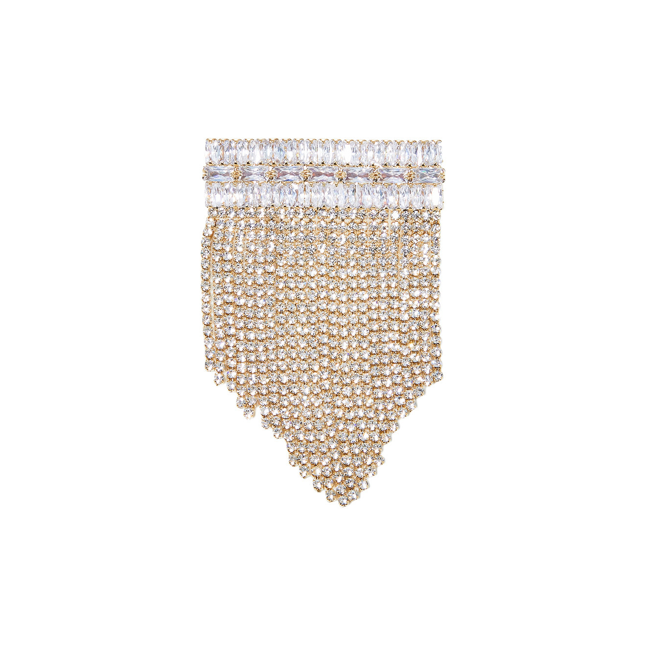 rectangular brooch with a cascade of crystals