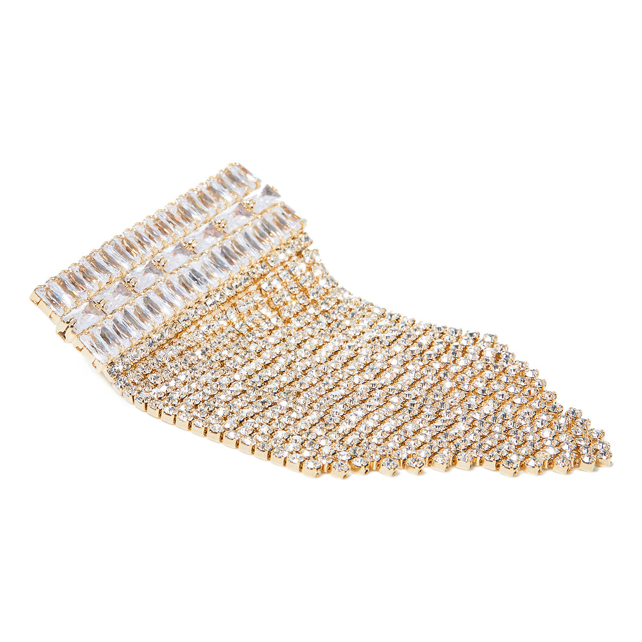 rectangular brooch with a cascade of crystals