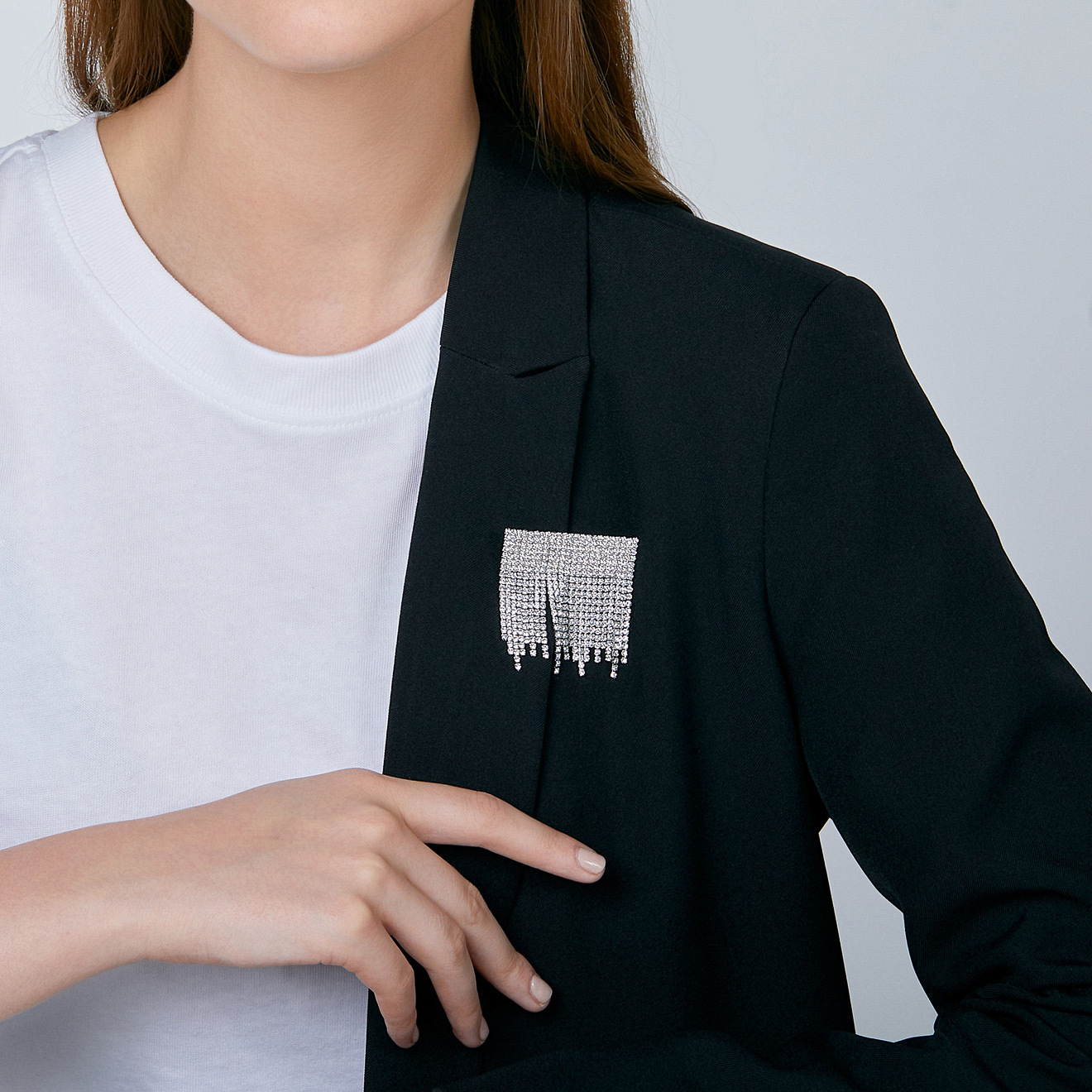rectangular brooch with crystals