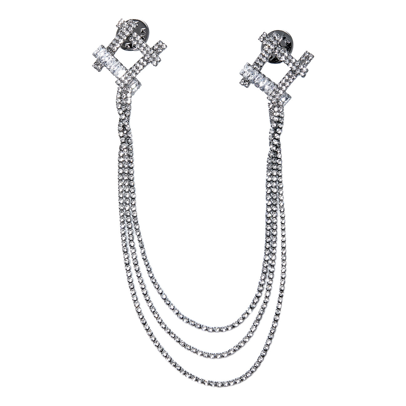 Double black brooch with diamonds and crystals