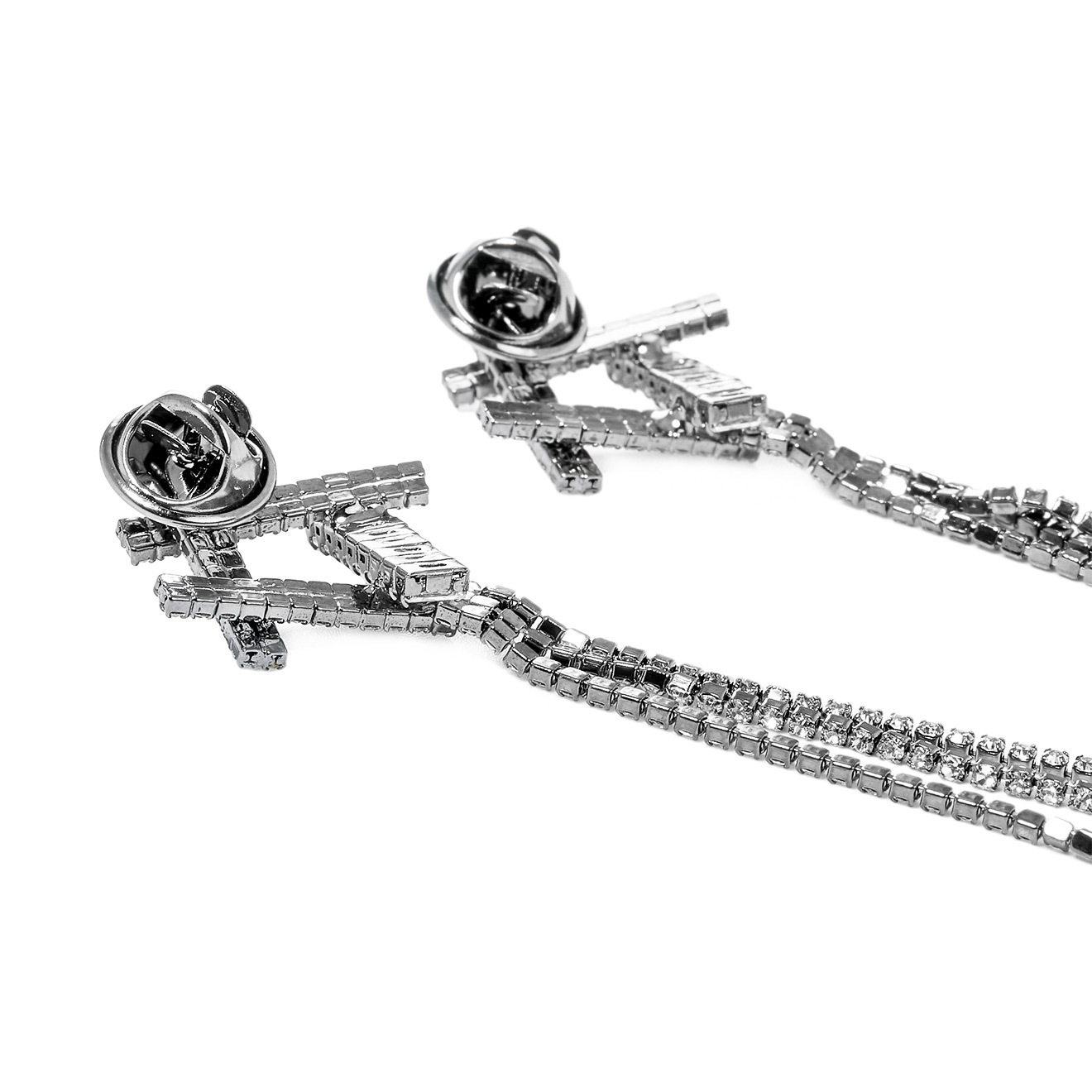 Double black brooch with diamonds and crystals