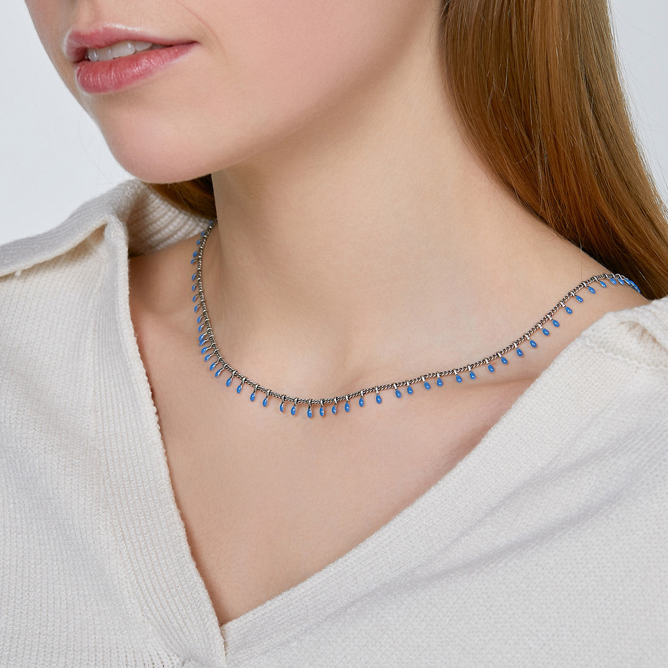 choker necklace "Casablanca" with blue beads